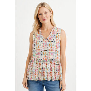 THML Sleeveless Polka Dot Ruffle Top Women’s Size Large Summer Cottage Boho Y2K